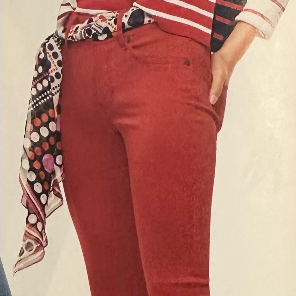 Cabi Red High Low Cropped Jeans
